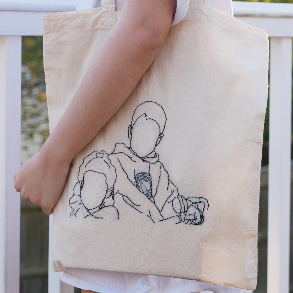 custom hand embroidered tote bag
